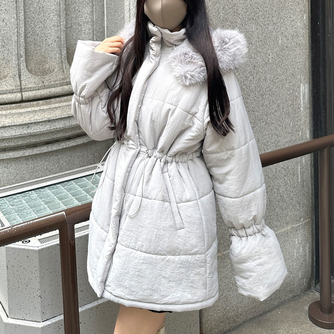 ジュノア JUNOAH 【ファー取り外し可能】キャンディースリーブエコダウンコート