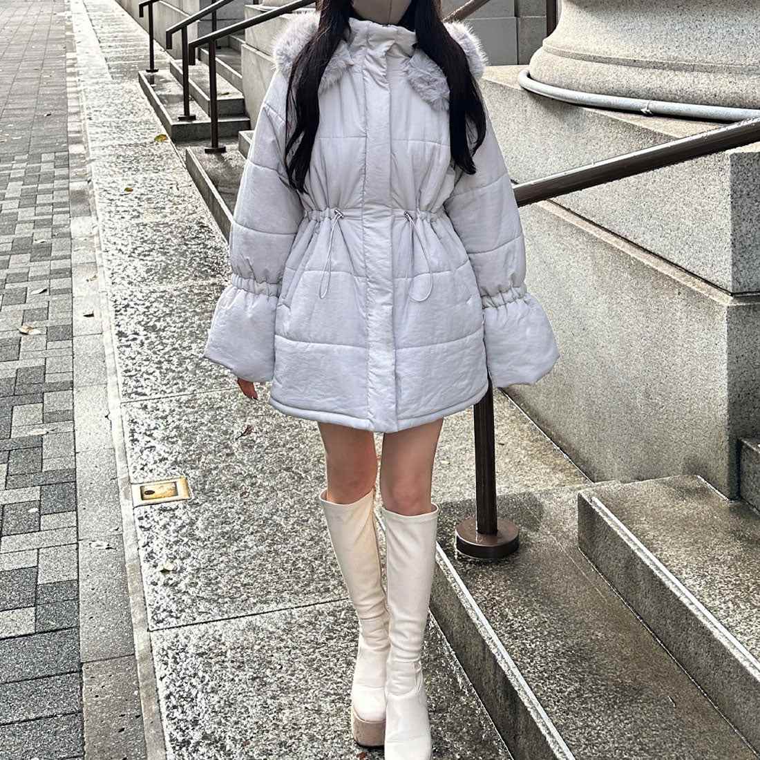 ジュノア JUNOAH 【ファー取り外し可能】キャンディースリーブエコダウンコート