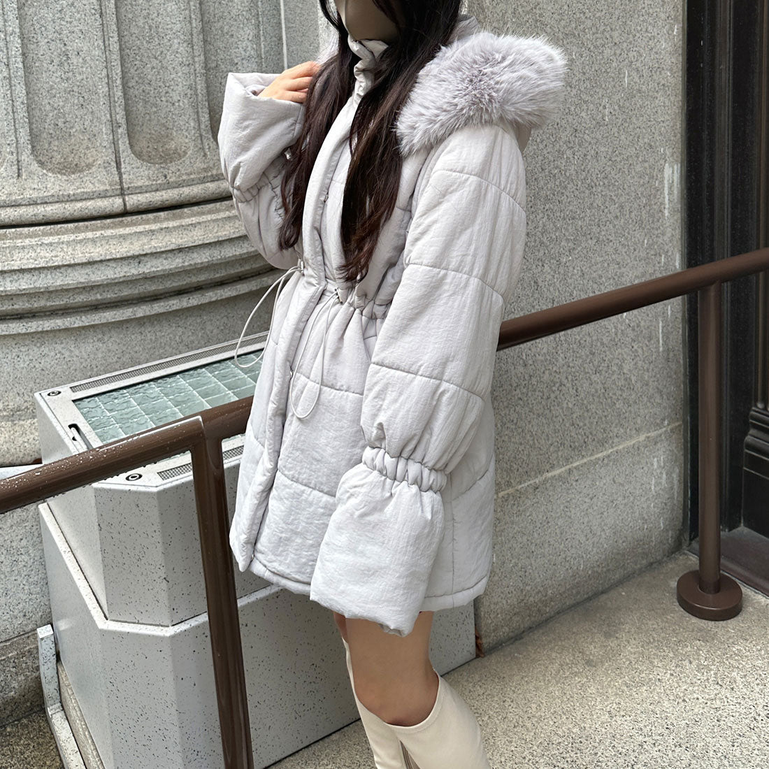 ジュノア JUNOAH 【ファー取り外し可能】キャンディースリーブエコダウンコート