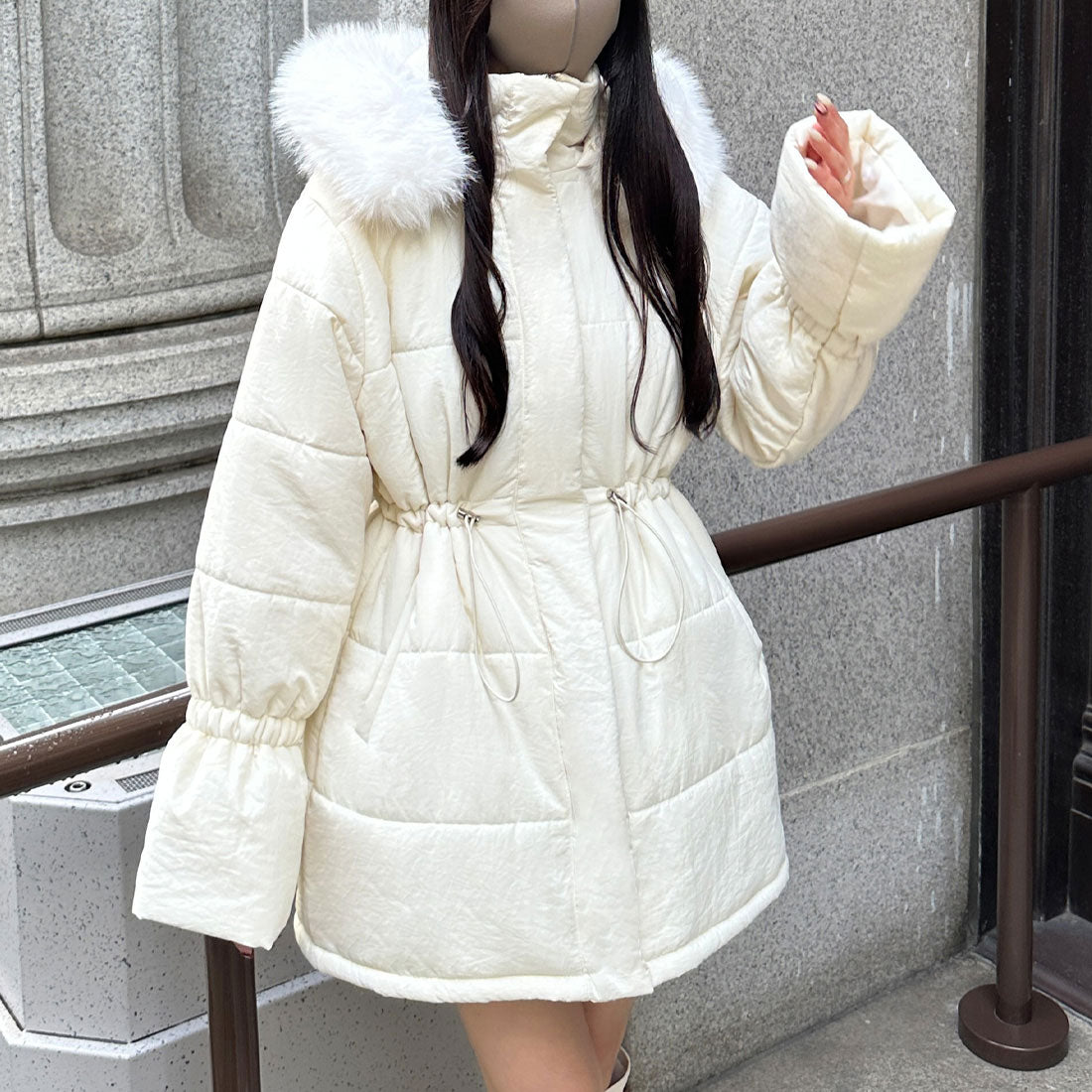 ジュノア JUNOAH 【ファー取り外し可能】キャンディースリーブエコダウンコート