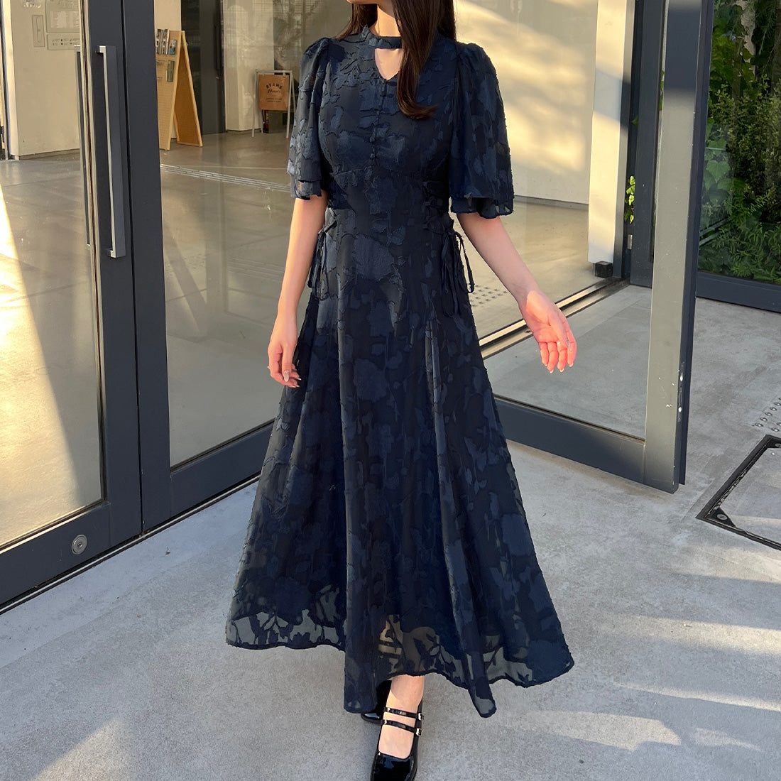 ジュノア JUNOAH シアージャガードレースアップチョーカーワンピース【一部ペチスカートセット】