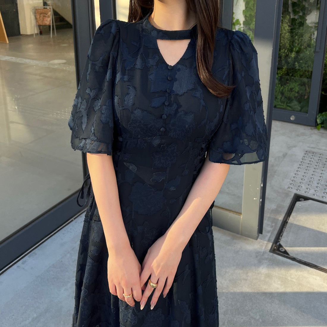 ジュノア JUNOAH シアージャガードレースアップチョーカーワンピース【一部ペチスカートセット】