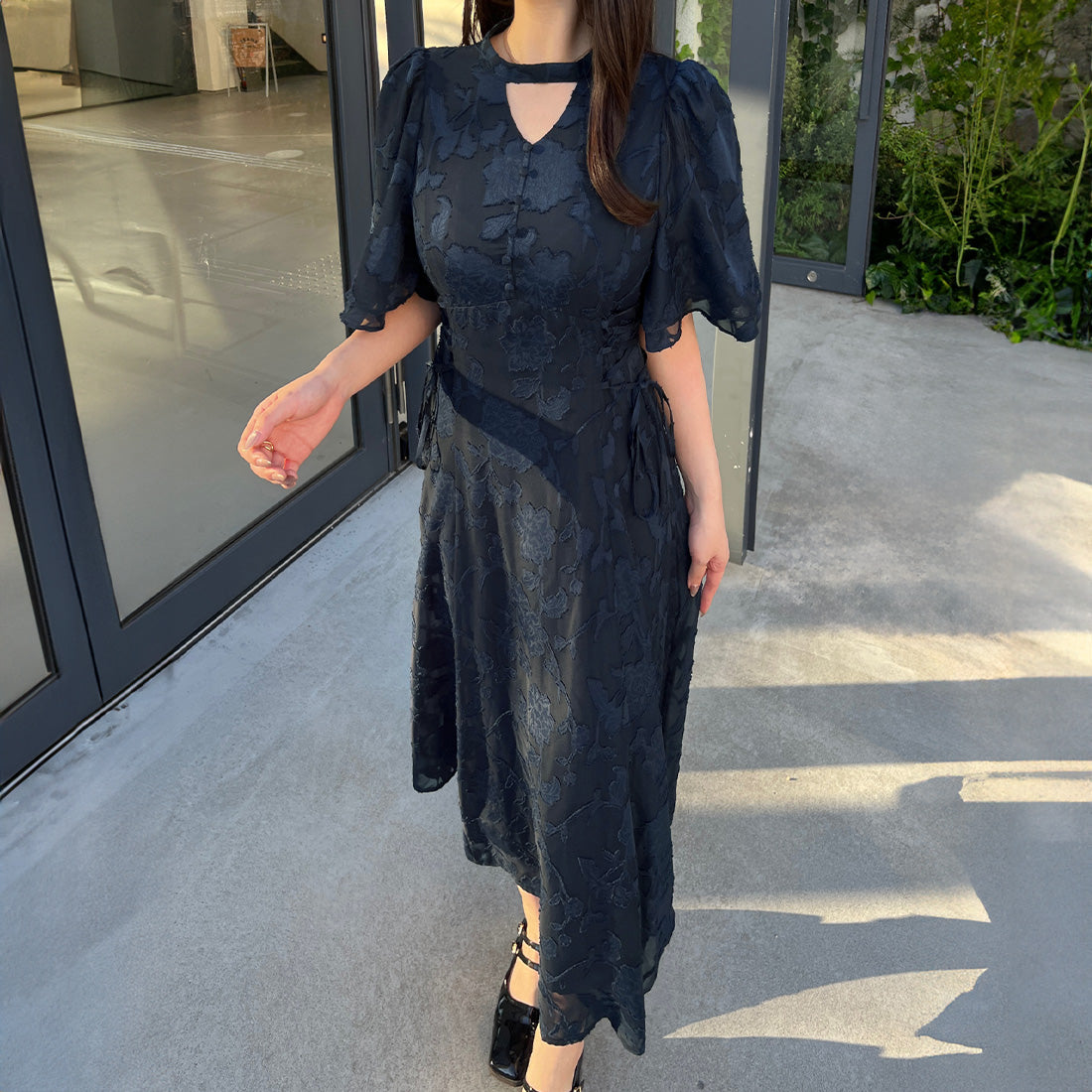 ジュノア JUNOAH シアージャガードレースアップチョーカーワンピース【一部ペチスカートセット】