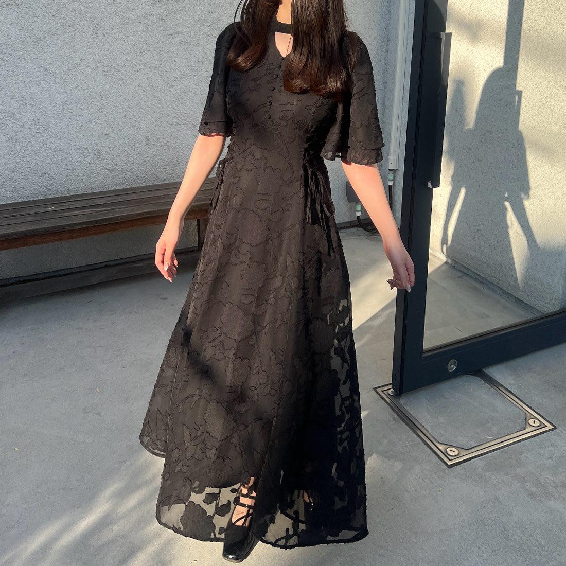 ジュノア JUNOAH シアージャガードレースアップチョーカーワンピース【一部ペチスカートセット】