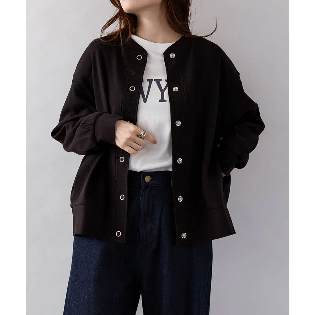 ジャングルジャロピー JUNGLE JALOPY コットンワッフルカーディガン 大きいサイズ レディース M L LL 3L 4L 5L 黒 紫 チャコールグレー グレー ネイビー パープル