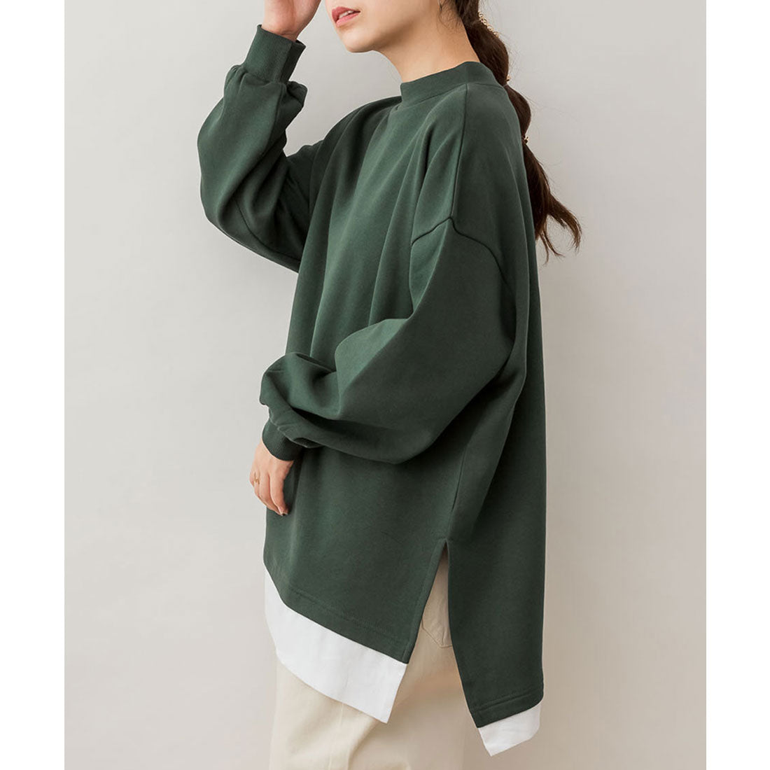 ジャングルジャロピー JUNGLE JALOPY 裏起毛レイヤード風ハイネックトレーナー