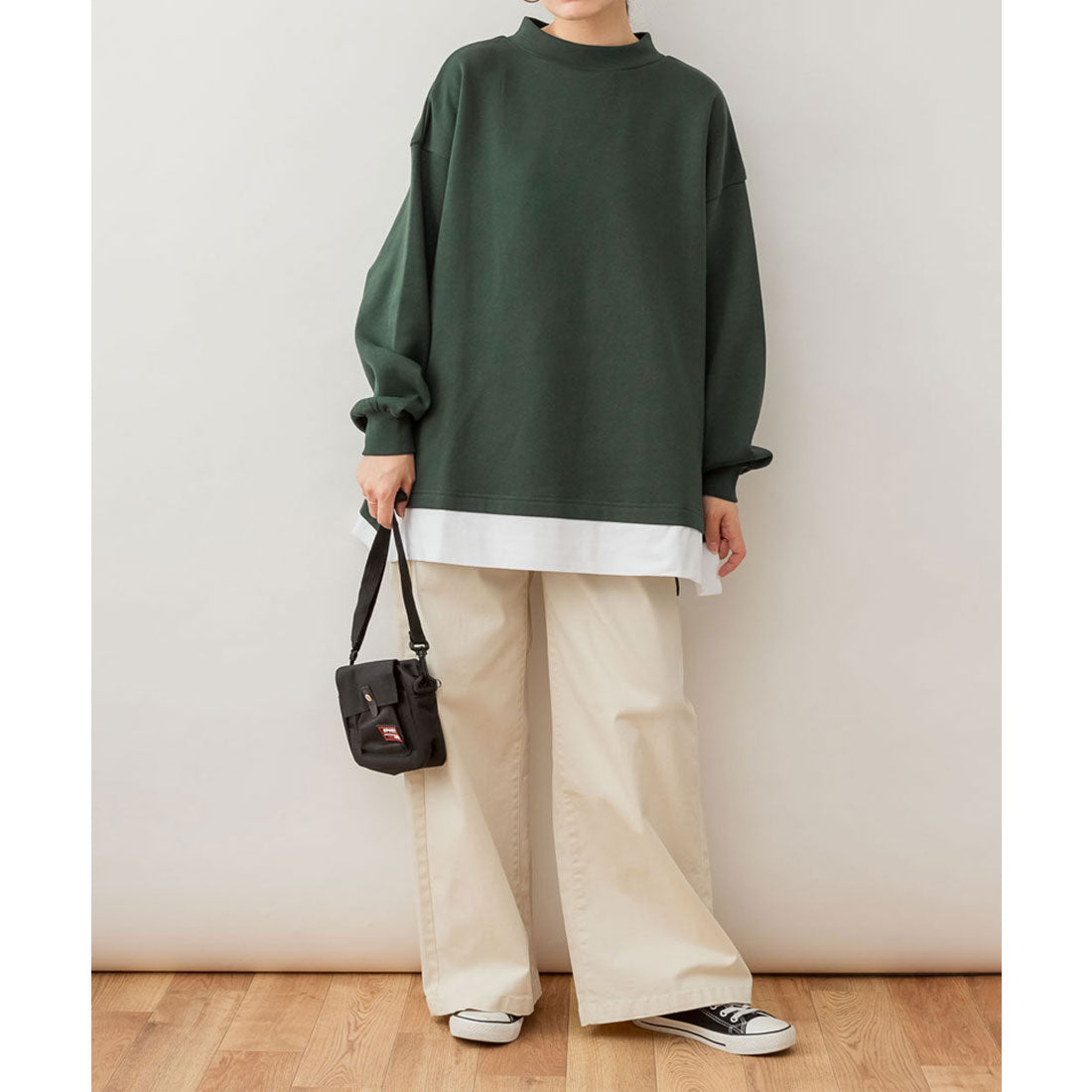 ジャングルジャロピー JUNGLE JALOPY 裏起毛レイヤード風ハイネックトレーナー