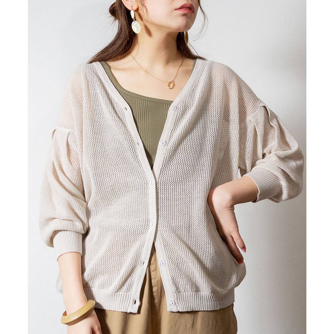 ジャングルジャロピー JUNGLE JALOPY メッシュ編みVネックカーディガン サマーニット