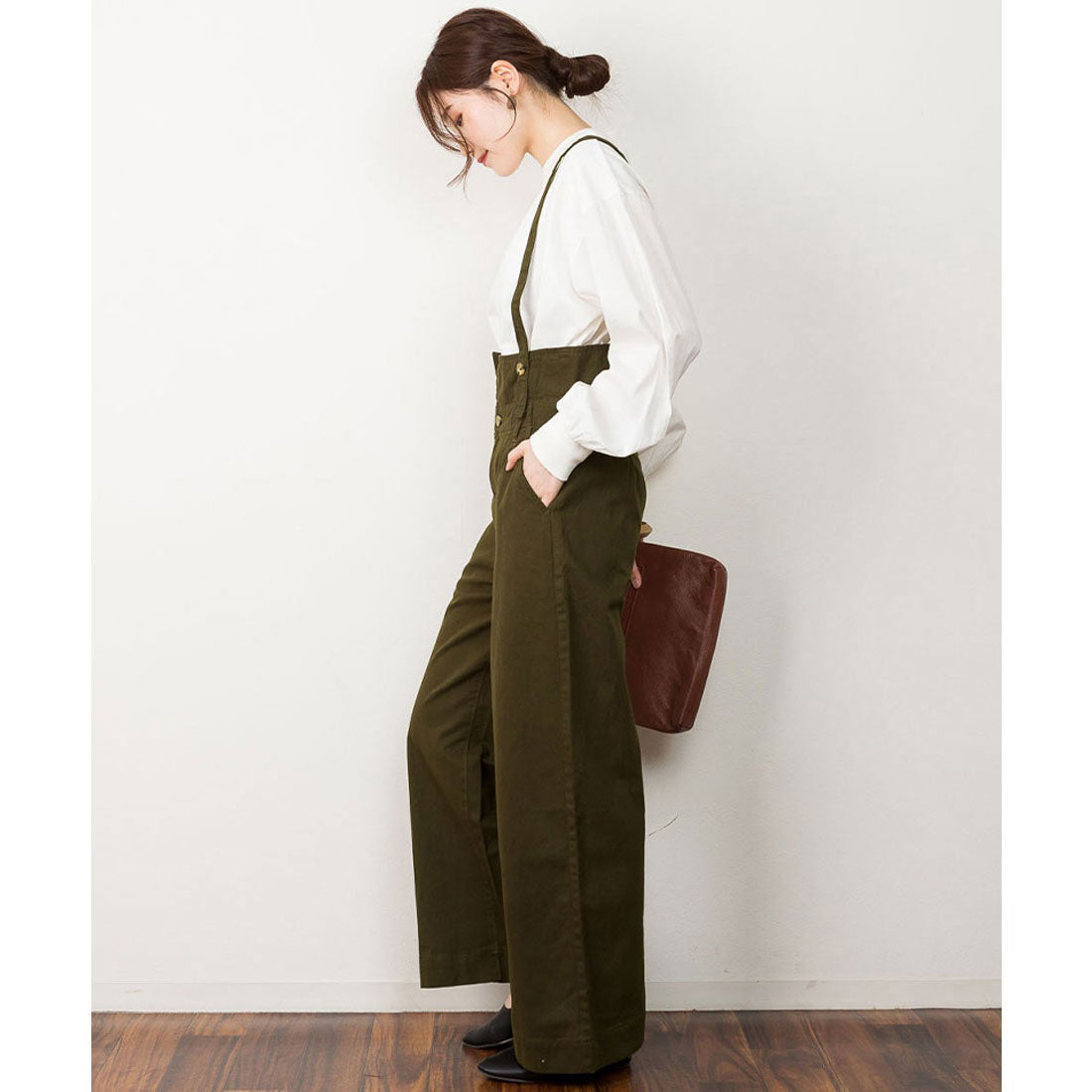 ジャングルジャロピー JUNGLE JALOPY サスペンダー付きハイウェストツイルパンツ