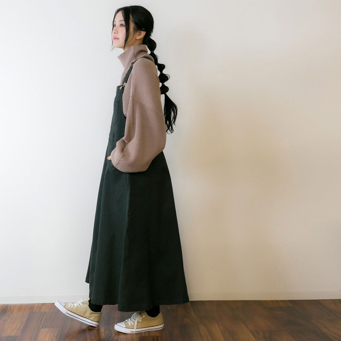 ジャングルジャロピー JUNGLE JALOPY マキシ丈フレアサロペスカート レディース 大きいサイズ M L LL 3L 4L 黒 ベージュ カーキ