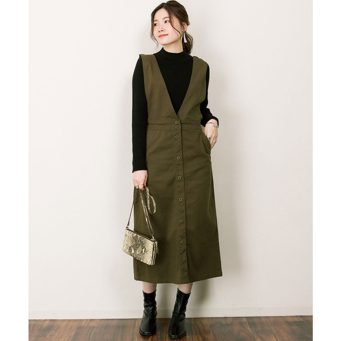 ジャングルジャロピー JUNGLE JALOPY フロントボタンジャンパーツイルスカート (KHAKI) KHAKI