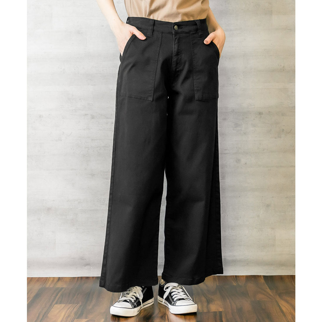 ジャングルジャロピー JUNGLE JALOPY 大きいサイズ レディース ワイド ベイカーパンツ ワイドパンツ ストレッチ ツイル チノ ストレート オーバーサイズ ゆったり 楽ちん 美脚 韓国ファッション