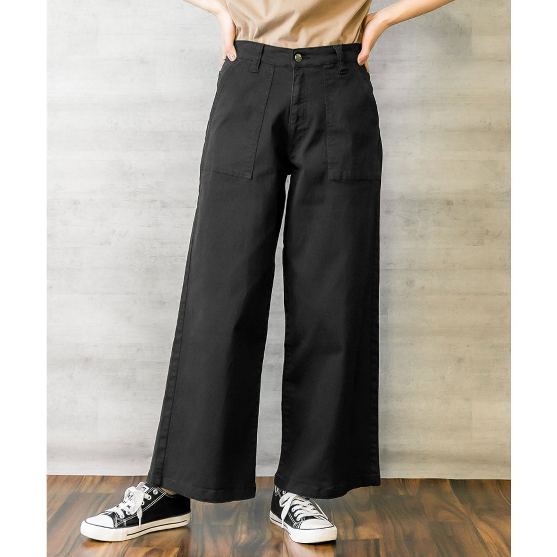 ジャングルジャロピー JUNGLE JALOPY 大きいサイズ レディース ワイド ベイカーパンツ ワイドパンツ ストレッチ ツイル チノ ストレート オーバーサイズ ゆったり 楽ちん 美脚 韓国ファッション