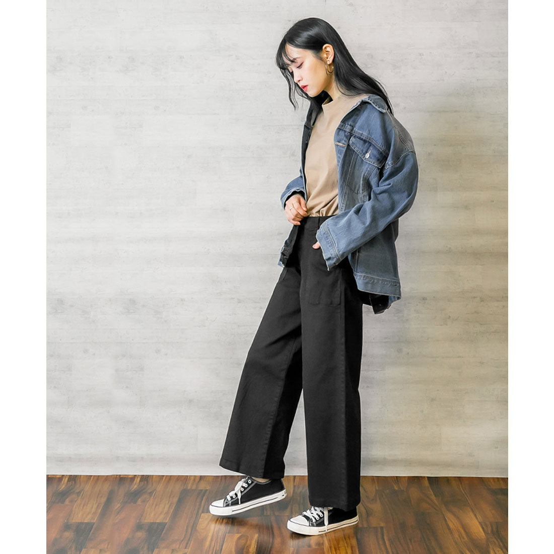 ジャングルジャロピー JUNGLE JALOPY 大きいサイズ レディース ワイド ベイカーパンツ ワイドパンツ ストレッチ ツイル チノ ストレート オーバーサイズ ゆったり 楽ちん 美脚 韓国ファッション