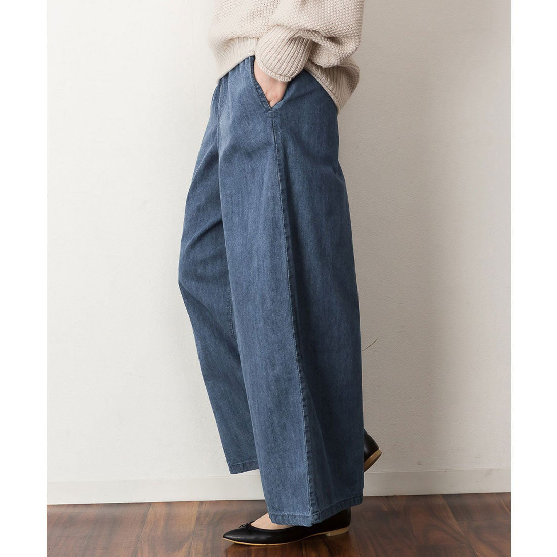 ジャングルジャロピー JUNGLE JALOPY 大きいサイズ レディース ワイドパンツ ライトデニム ウエストゴム 体型カバー ジーパン リラックス パンツ ボトムス M L LL 3L 4L