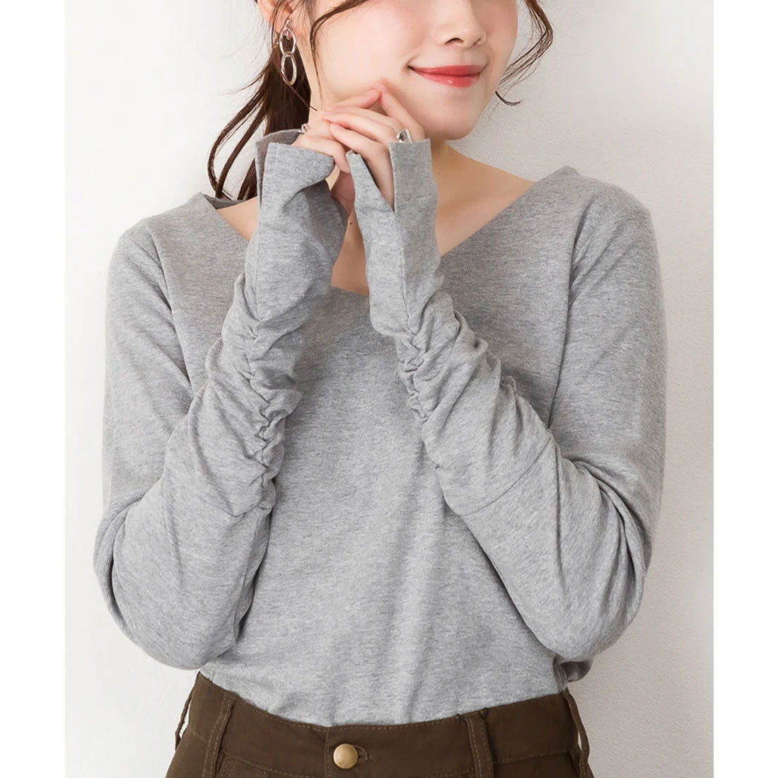 ジャングルジャロピー JUNGLE JALOPY Vネック指空きTシャツ