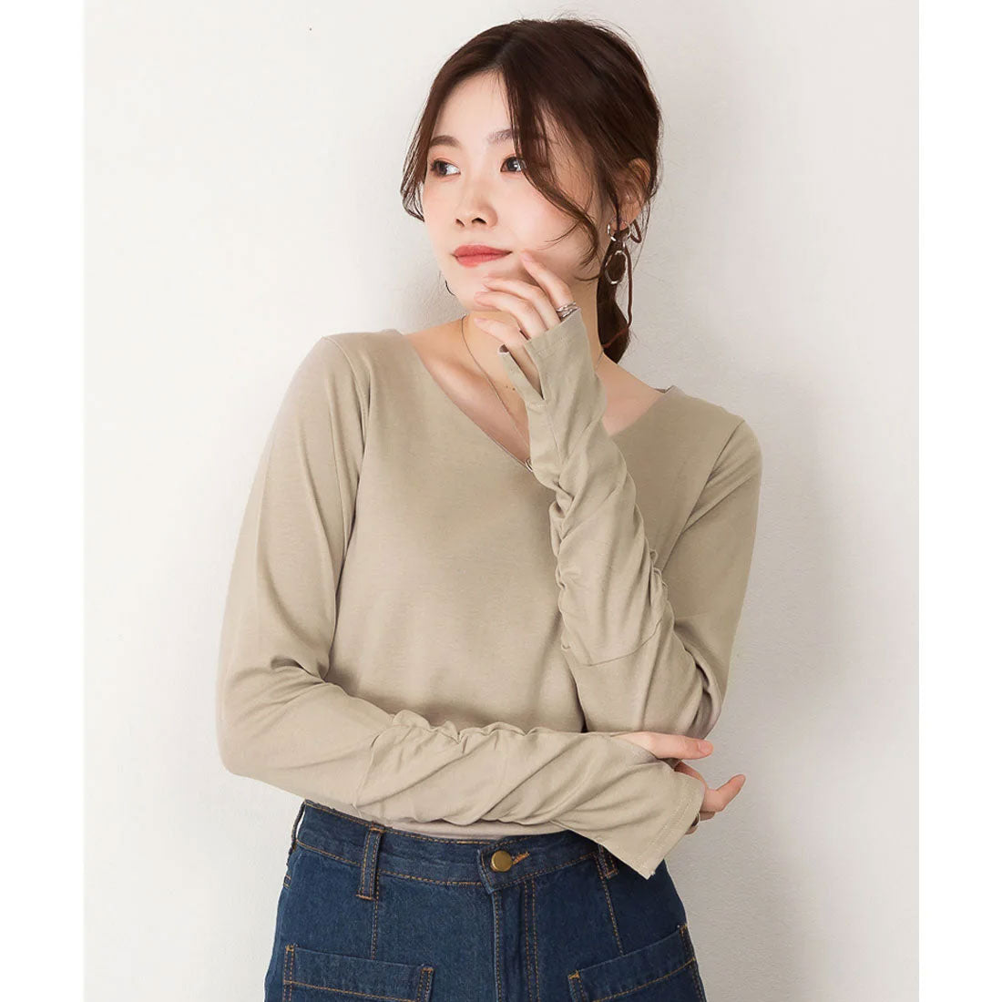 ジャングルジャロピー JUNGLE JALOPY Vネック指空きTシャツ