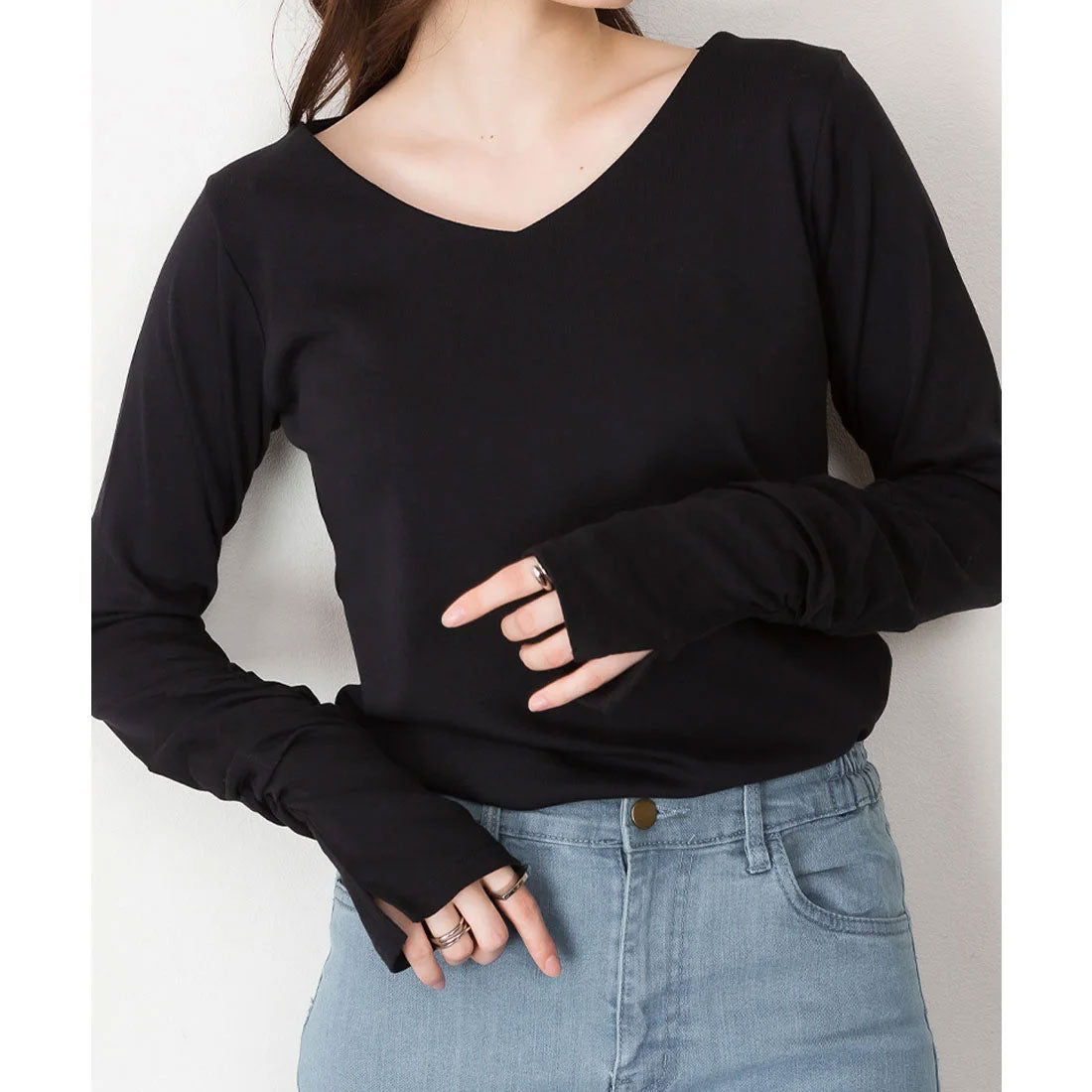 ジャングルジャロピー JUNGLE JALOPY Vネック指空きTシャツ