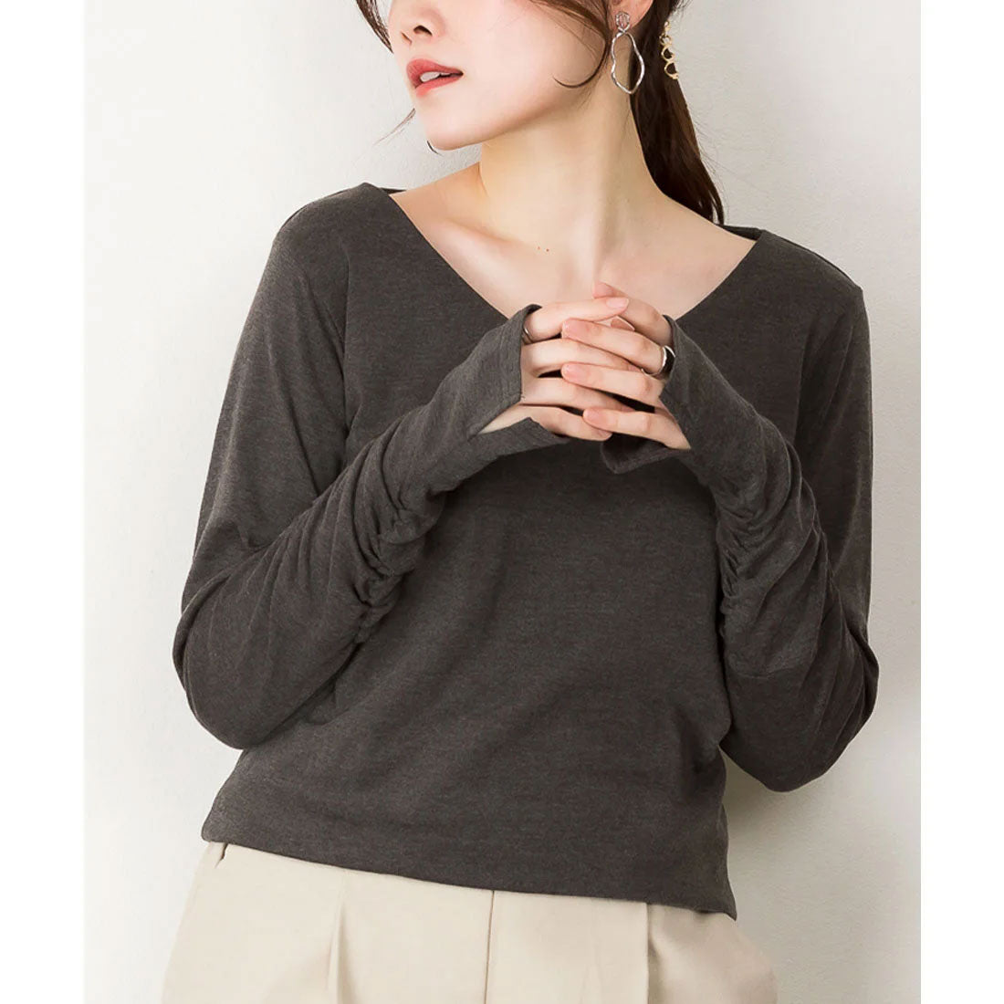 ジャングルジャロピー JUNGLE JALOPY Vネック指空きTシャツ