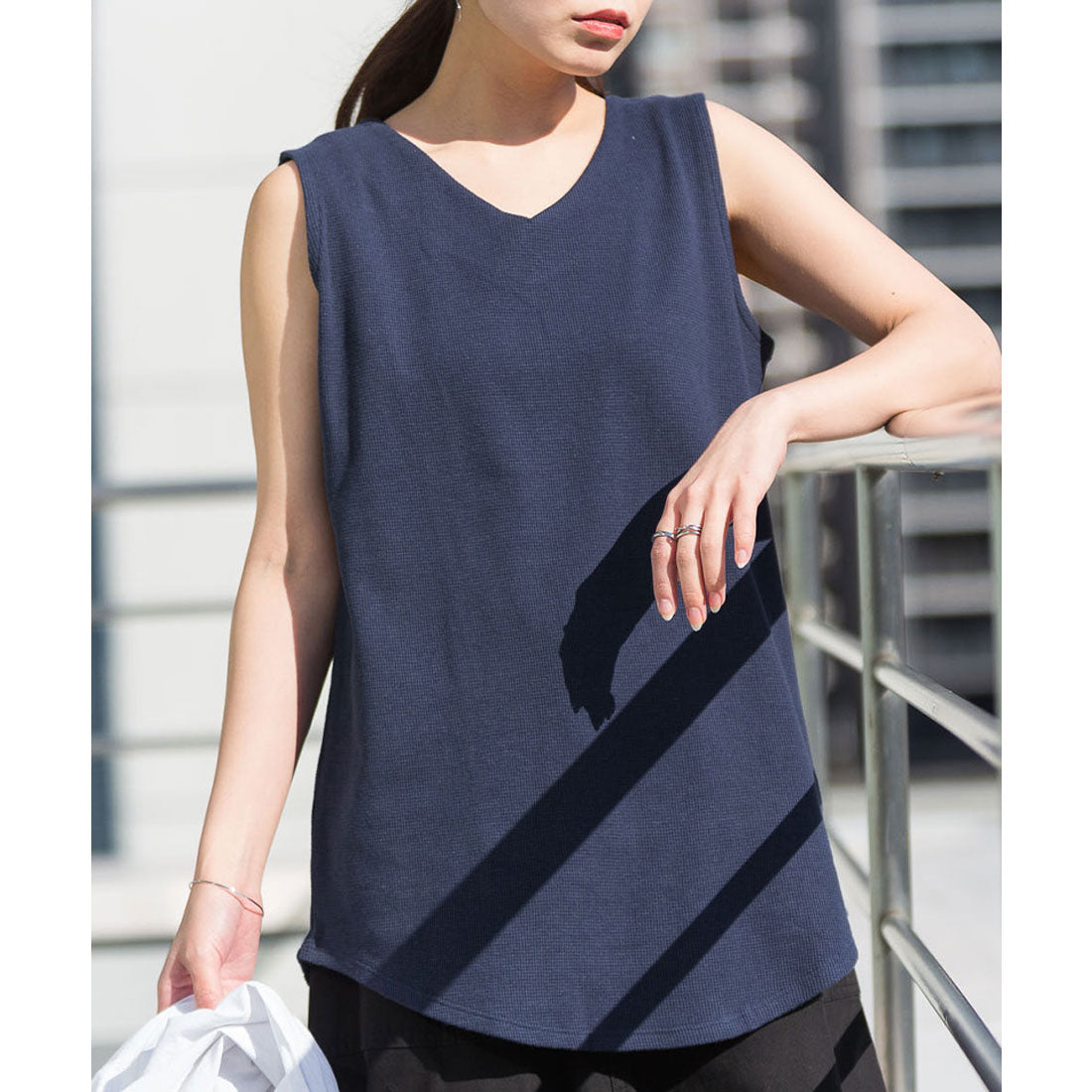ジャングルジャロピー JUNGLE JALOPY Vネック ワッフル タンクトップ レディース チュニック丈 大きいサイズ トップス