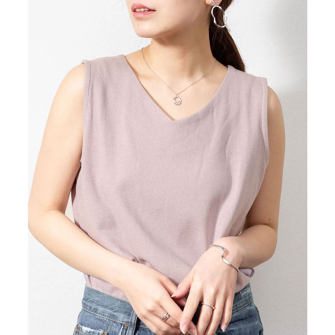 ジャングルジャロピー JUNGLE JALOPY Vネック ワッフル タンクトップ レディース チュニック丈 大きいサイズ トップス