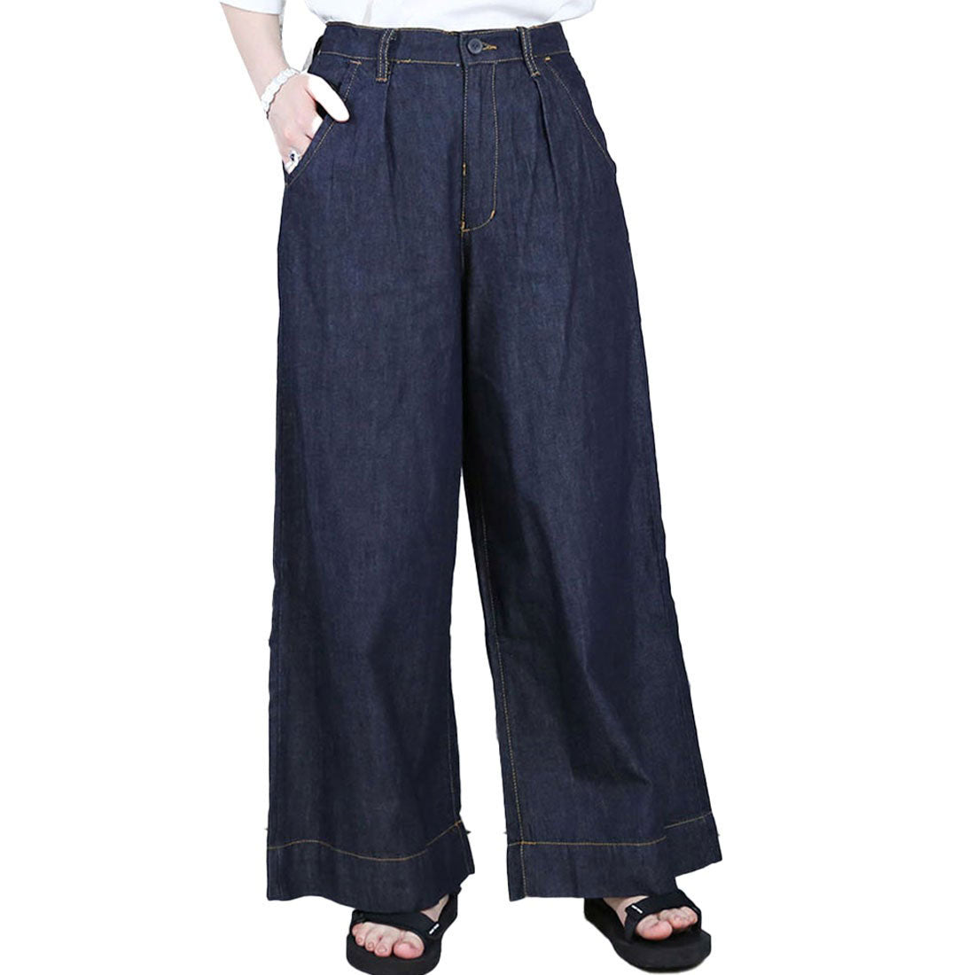 ジャングルジャロピー JUNGLE JALOPY 6.5ozライトオンスデニムワイドパンツ ライトオンス 綿100% ゆったり リラックス 美脚 オフィス フィット デニムパンツ 可愛い 大きいサイズ ビッグサイズ ビッグシルエット ブルー インデ