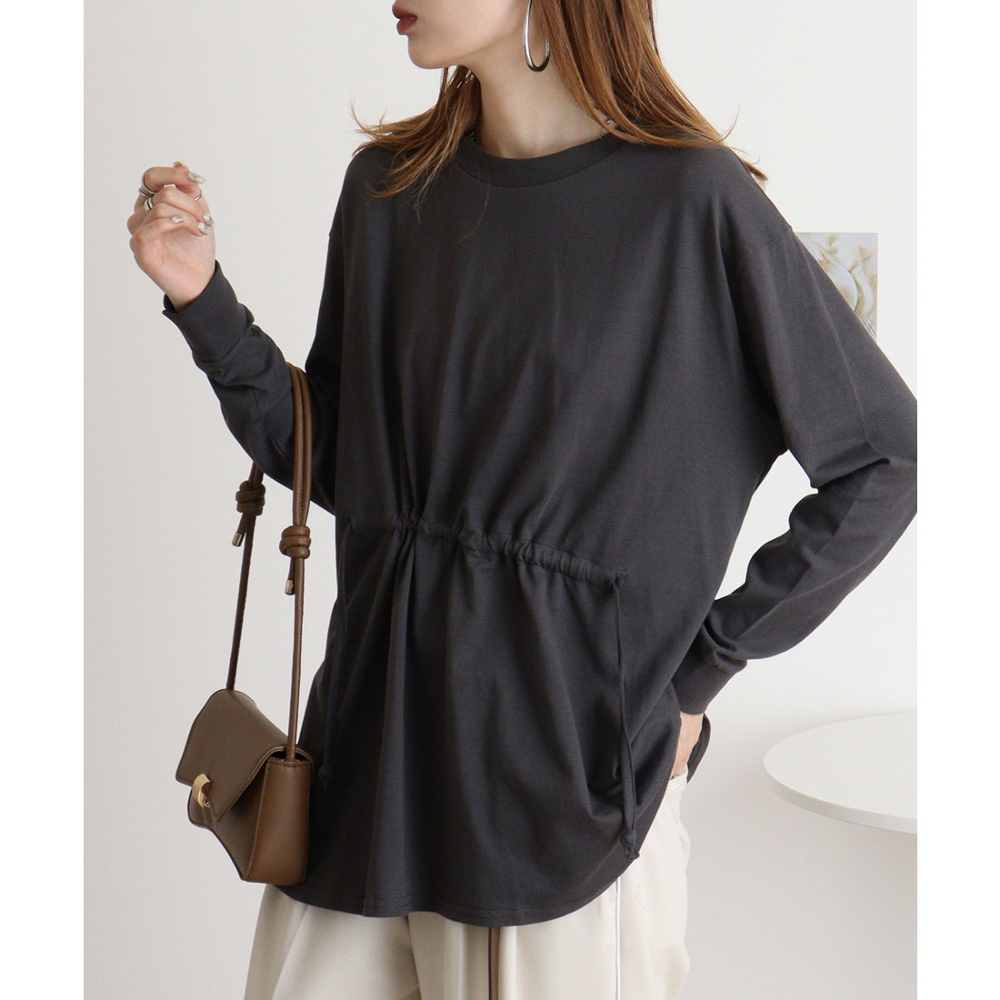 ジャングルジャロピー JUNGLE JALOPY ウエストドロストカットソー トップス Tシャツ 長袖 ロンT カットソー 秋 冬 レディース 大きいサイズ