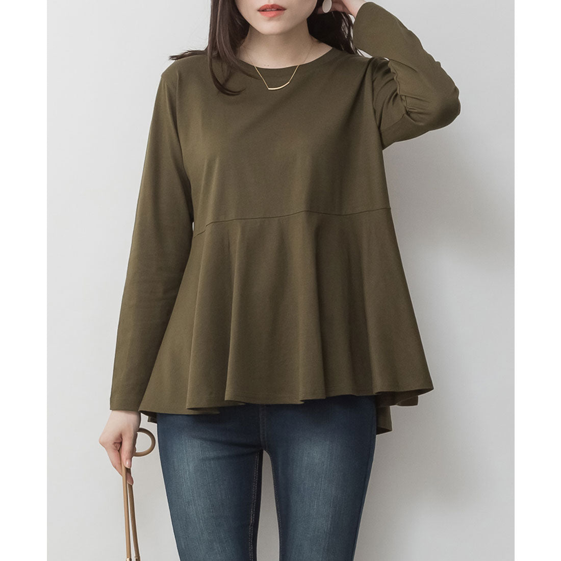 ジャングルジャロピー JUNGLE JALOPY 裾フレア長袖カットソー トップス Tシャツ 長袖 ロンT カットソー オフィス 秋 冬 春レディース 大きいサイズ