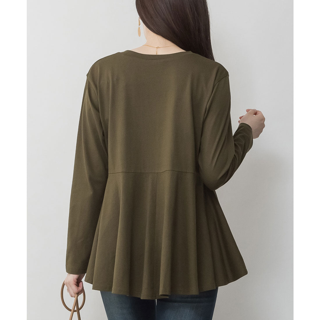 ジャングルジャロピー JUNGLE JALOPY 裾フレア長袖カットソー トップス Tシャツ 長袖 ロンT カットソー オフィス 秋 冬 春レディース 大きいサイズ