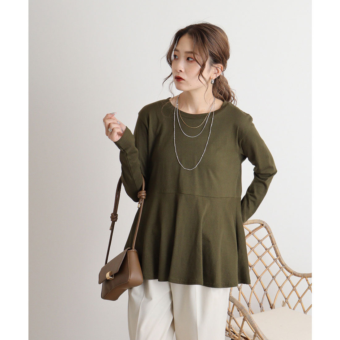 ジャングルジャロピー JUNGLE JALOPY 裾フレア長袖カットソー トップス Tシャツ 長袖 ロンT カットソー オフィス 秋 冬 春レディース 大きいサイズ