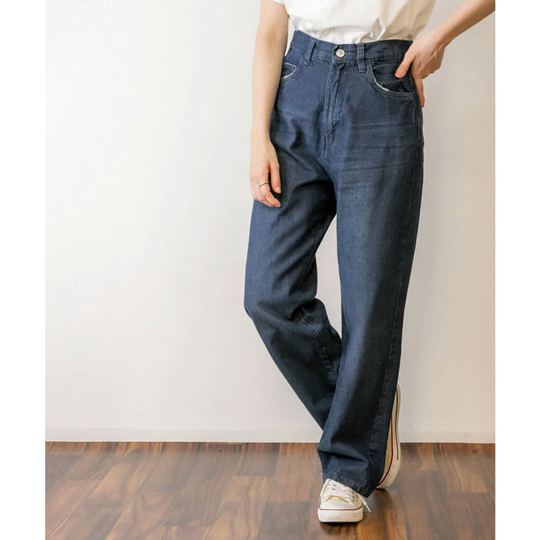 ジャングルジャロピー JUNGLE JALOPY デニムハイライズ デニムストレートパンツ 程よくゆるっとしたルーズシルエット M L LL 3L 4L レディースファッション通販 デニム ワイドシルエット パンツ ボトム ゆったり 大きいサイズ