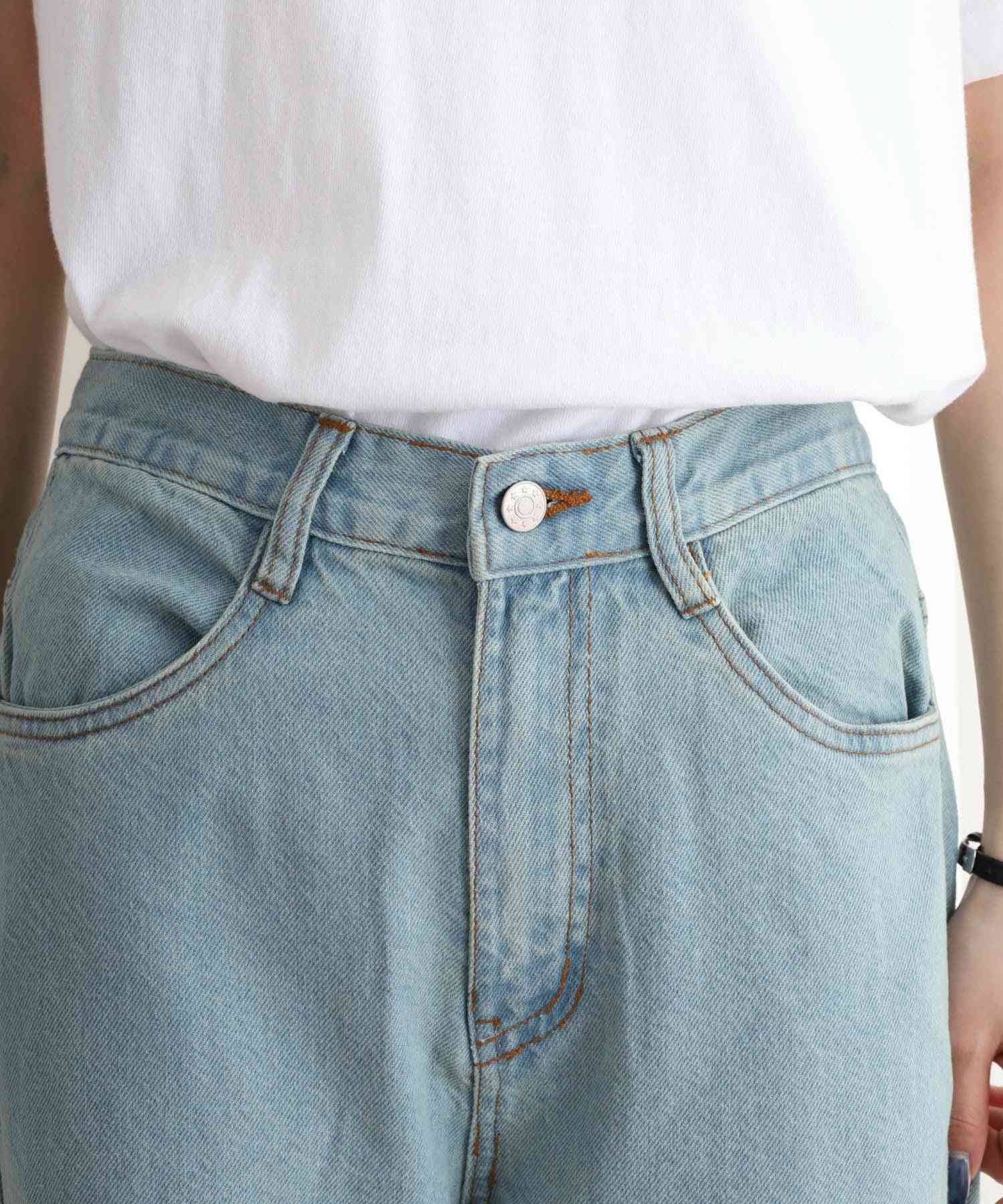 ジャングルジャロピー JUNGLE JALOPY ダメージ加工 デニムパンツ レディース ストレートパンツ ジーンズ ジーパン ボトムス カジュアル (LIGHTBLUE) LIGHTBLUE