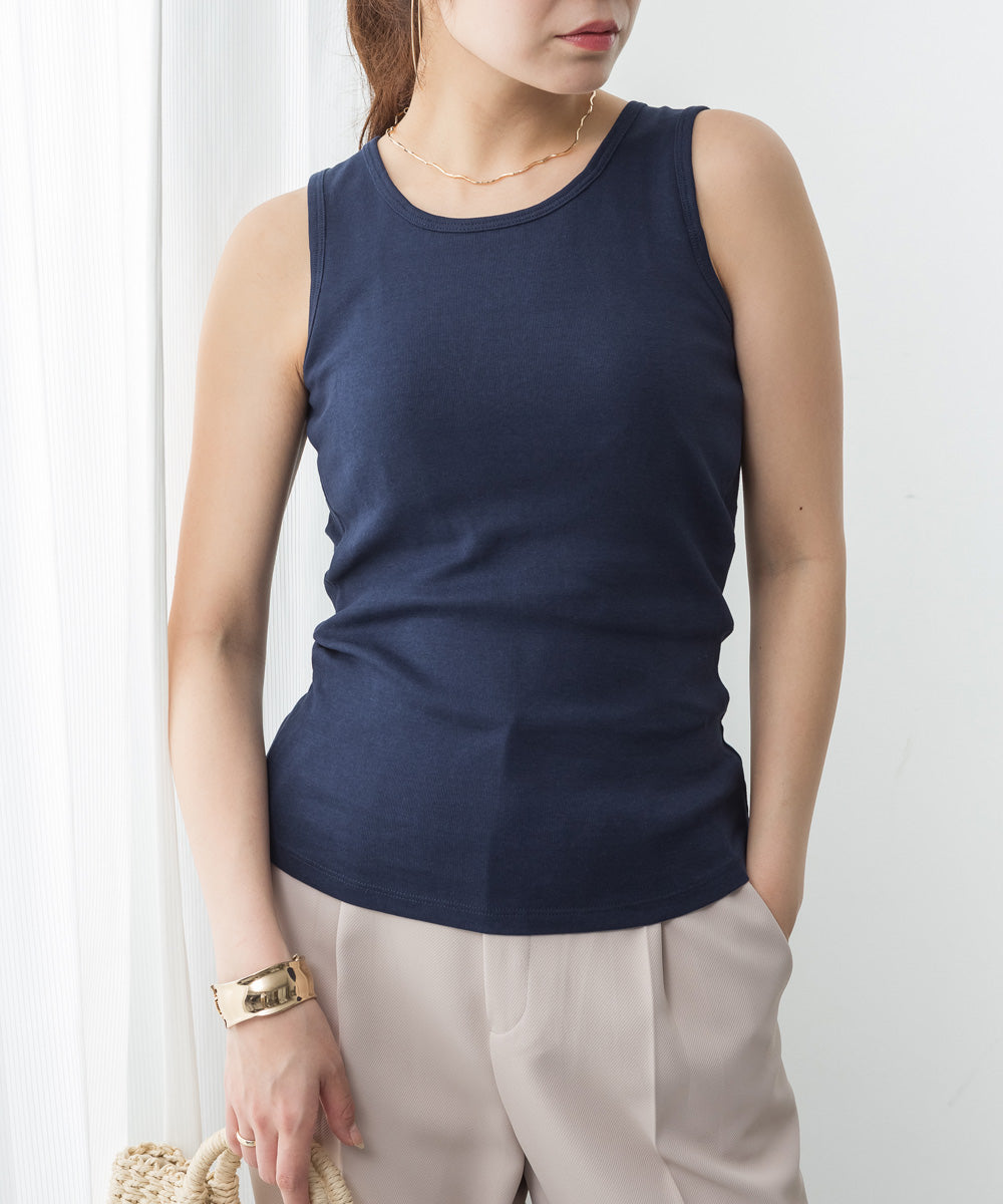 ジャングルジャロピー JUNGLE JALOPY カップ付き タンクトップ 大きいサイズ ラウンドネック 綿 レディース インナー キャミソール トップス 春 夏 (NAVY) NAVY