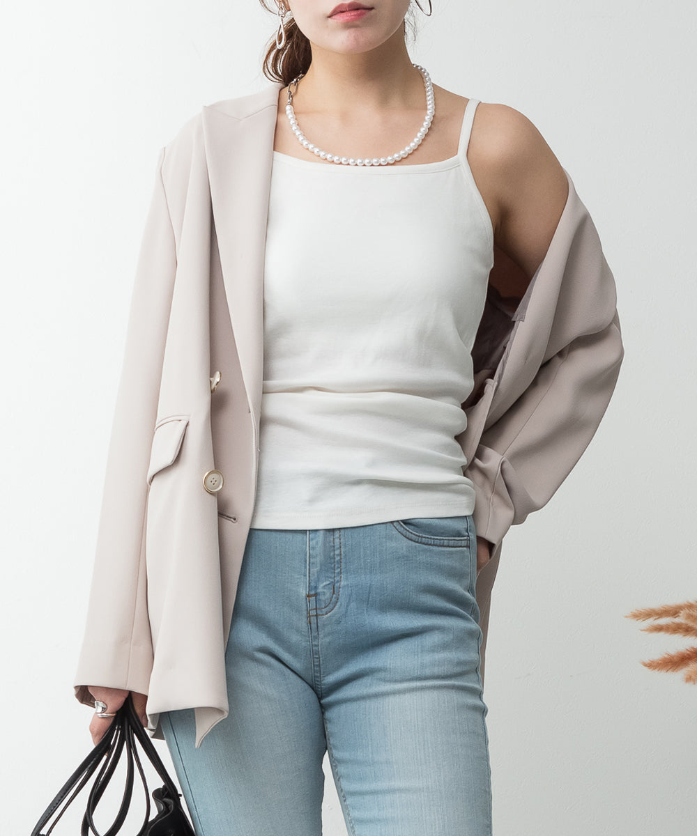 ジャングルジャロピー JUNGLE JALOPY カップ付き キャミソール 大きいサイズ 綿 フライス レディース インナー タンクトップ トップス 春 夏 (OFFWHITE) OFFWHITE