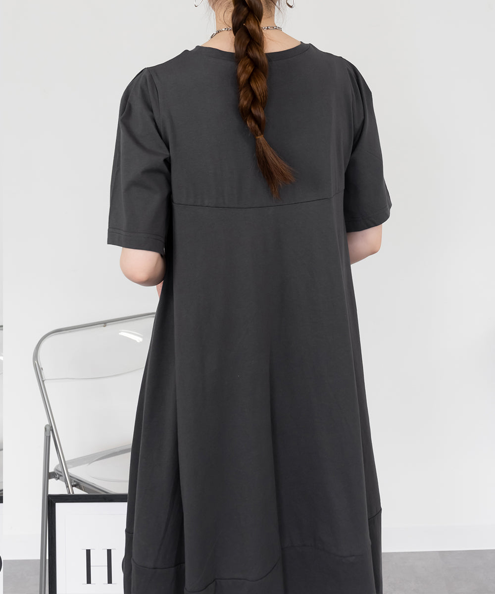 ジャングルジャロピー JUNGLE JALOPY 半袖バルーンロングワンピース レディース 大きいサイズ 夏服 夏 トップス ワンピ マキシ ギャザー (C-GRAY) C-GRAY