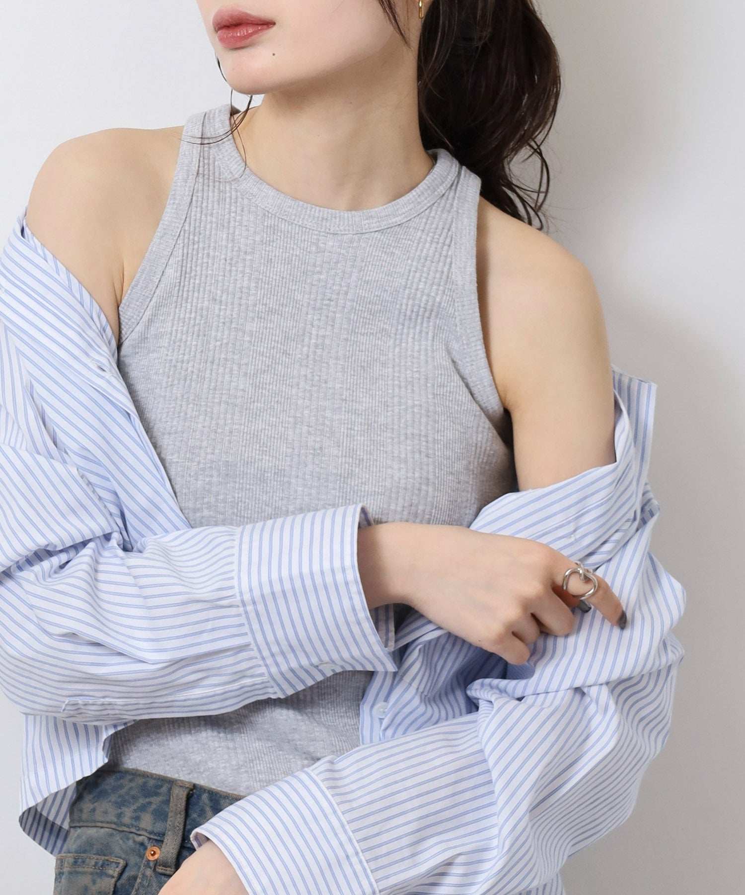 ジャングルジャロピー JUNGLE JALOPY ランダムリブ アメリカンスリーブタンクトップ レディース 大きいサイズ (M-GRAY) M-GRAY