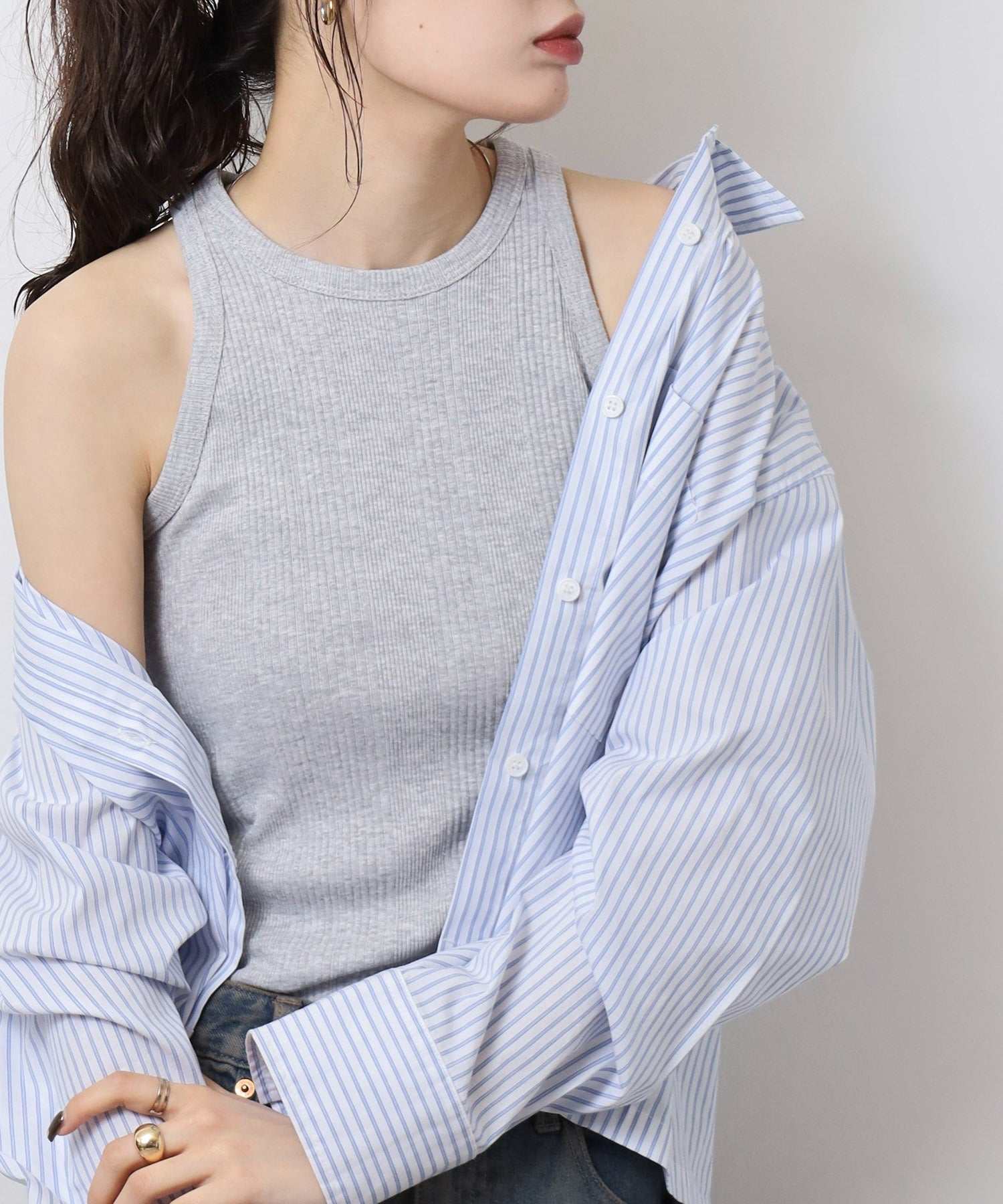 ジャングルジャロピー JUNGLE JALOPY ランダムリブ アメリカンスリーブタンクトップ レディース 大きいサイズ (M-GRAY) M-GRAY