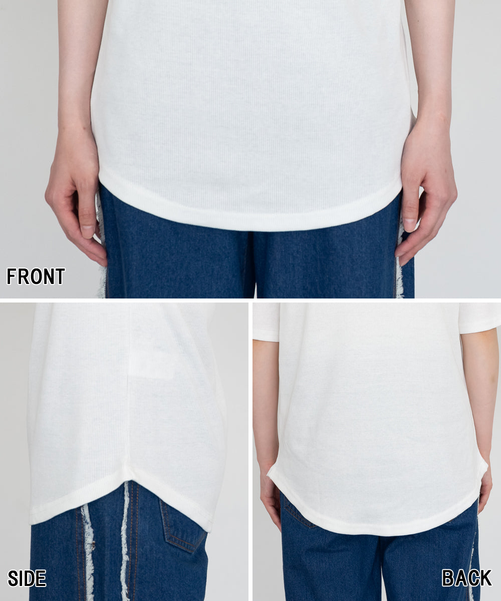 ジャングルジャロピー JUNGLE JALOPY 2×2リブ プチハイネック 半袖 Tシャツ 無地 シンプル モックネック 夏 インナー 重ね着 レディース 大きいサイズ (OFFWHITE) OFFWHITE