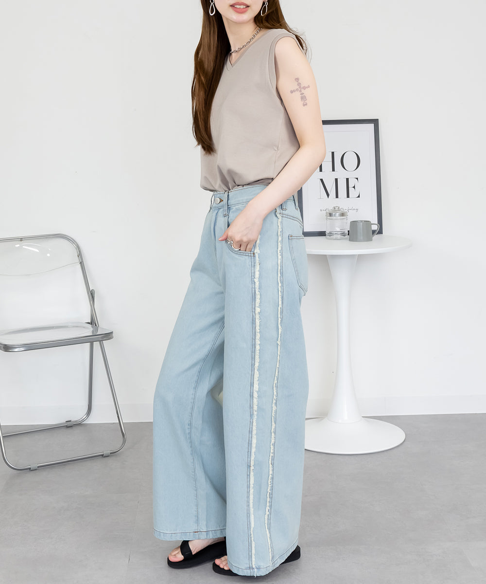 ジャングルジャロピー JUNGLE JALOPY Vネック ノースリーブ トップス レイヤード インナー 重ね着 レディース 大きいサイズ (GRAY-BEIGE) GRAY-BEIGE