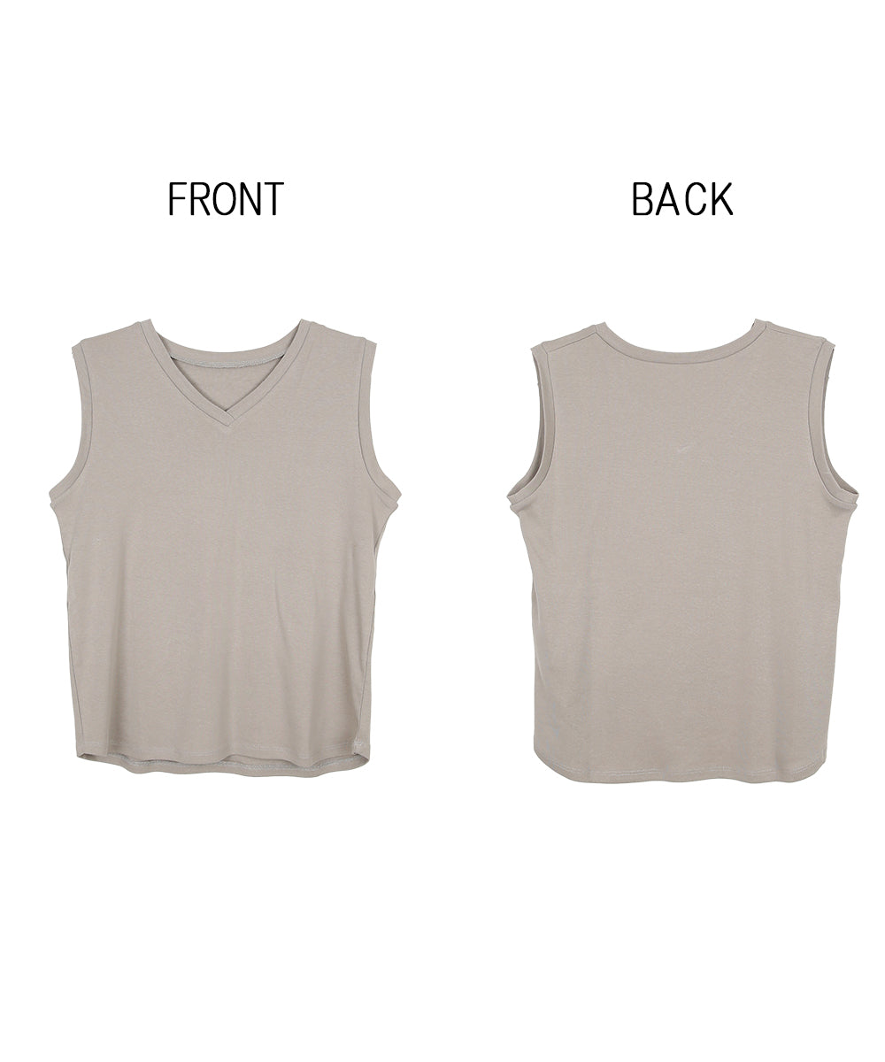 ジャングルジャロピー JUNGLE JALOPY Vネック ノースリーブ トップス レイヤード インナー 重ね着 レディース 大きいサイズ (GRAY-BEIGE) GRAY-BEIGE