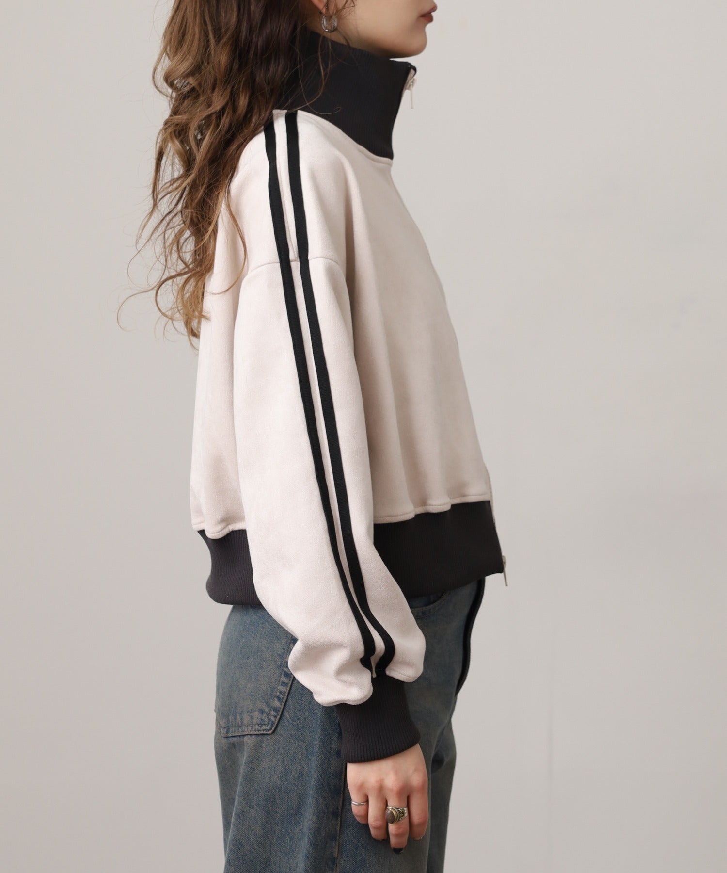 ジャングルジャロピー JUNGLE JALOPY スエードポンチクロップドトラックジャケット レディース (IVORY-SUMIKURO) IVORY-SUMIKURO