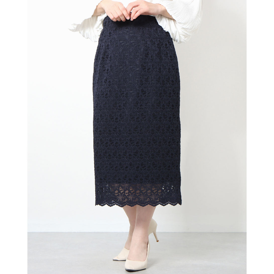 カールパークレーン KarLParkLane レース×スウェードタイトスカート,コン