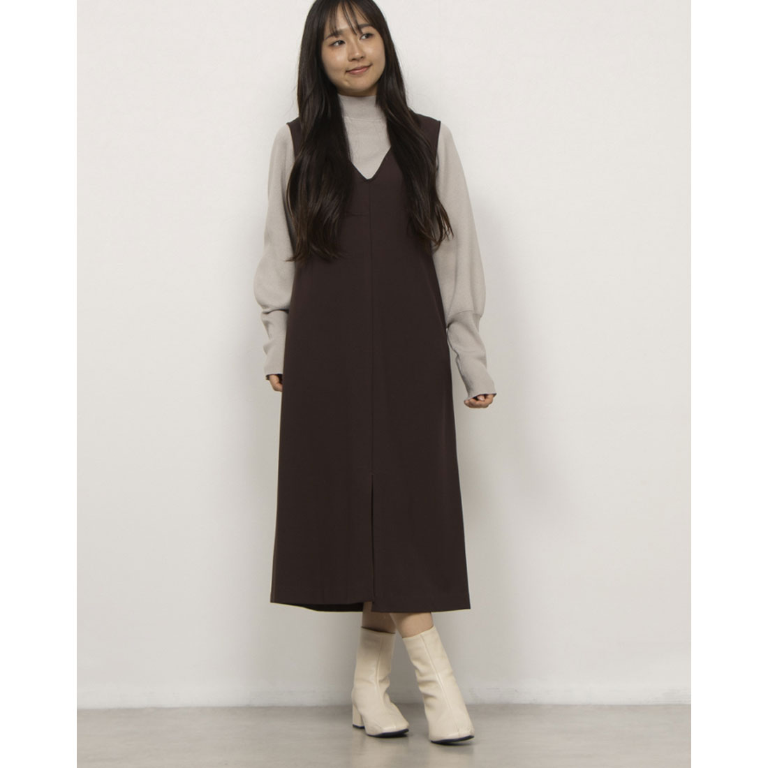 カールパークレーン KarLParkLane サーモサキソニーフロントスリットVアキジャンドレ (ブラウン) ブラウン