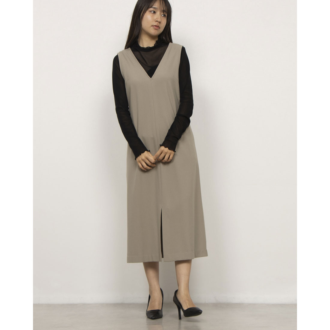 カールパークレーン KarLParkLane サーモサキソニーフロントスリットVアキジャンドレ (ベージュ) ベージュ