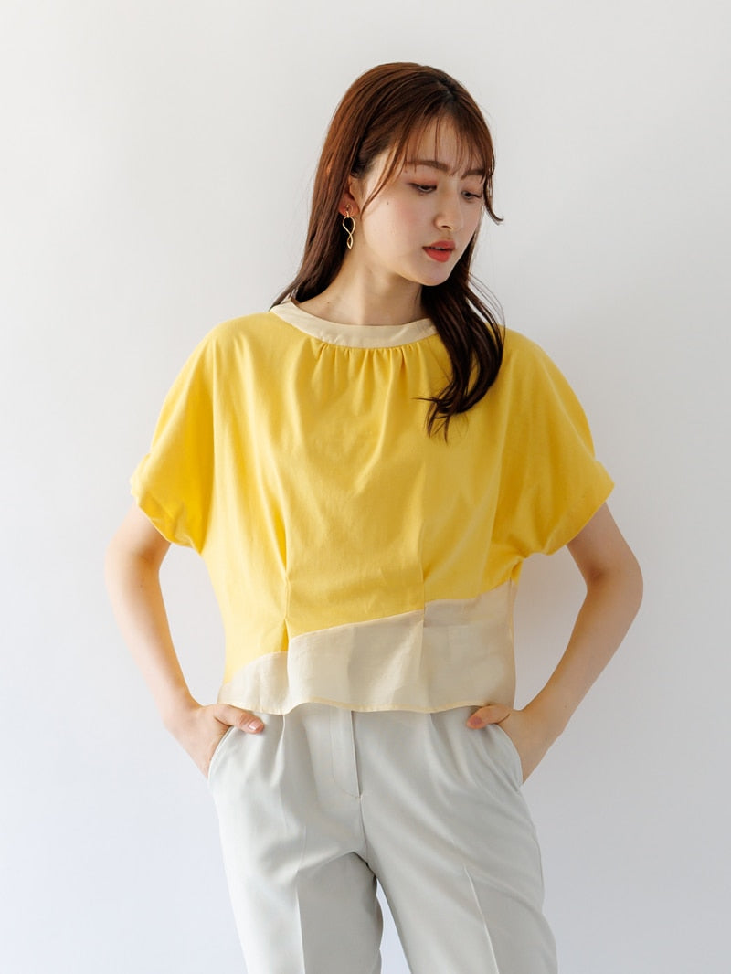 カールパークレーン KarLParkLane 異素材切替ドルマンカットソー (イエロー) イエロー