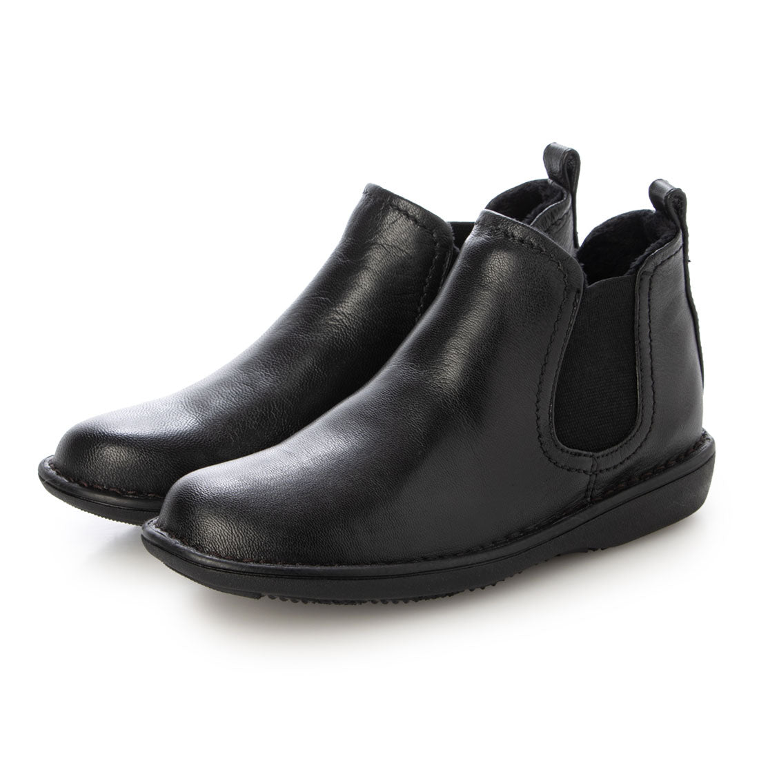 コウベオアシス 神戸オアシス 【天然皮革】暖かサイドゴアショートブーツ EEE (BL) BL