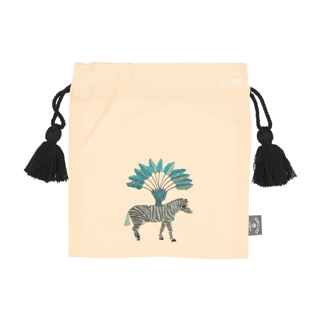 KANKAN Zebra Embroidered Drawstring Bag S KANKAN Zebra Embroidered Drawstring Bag S