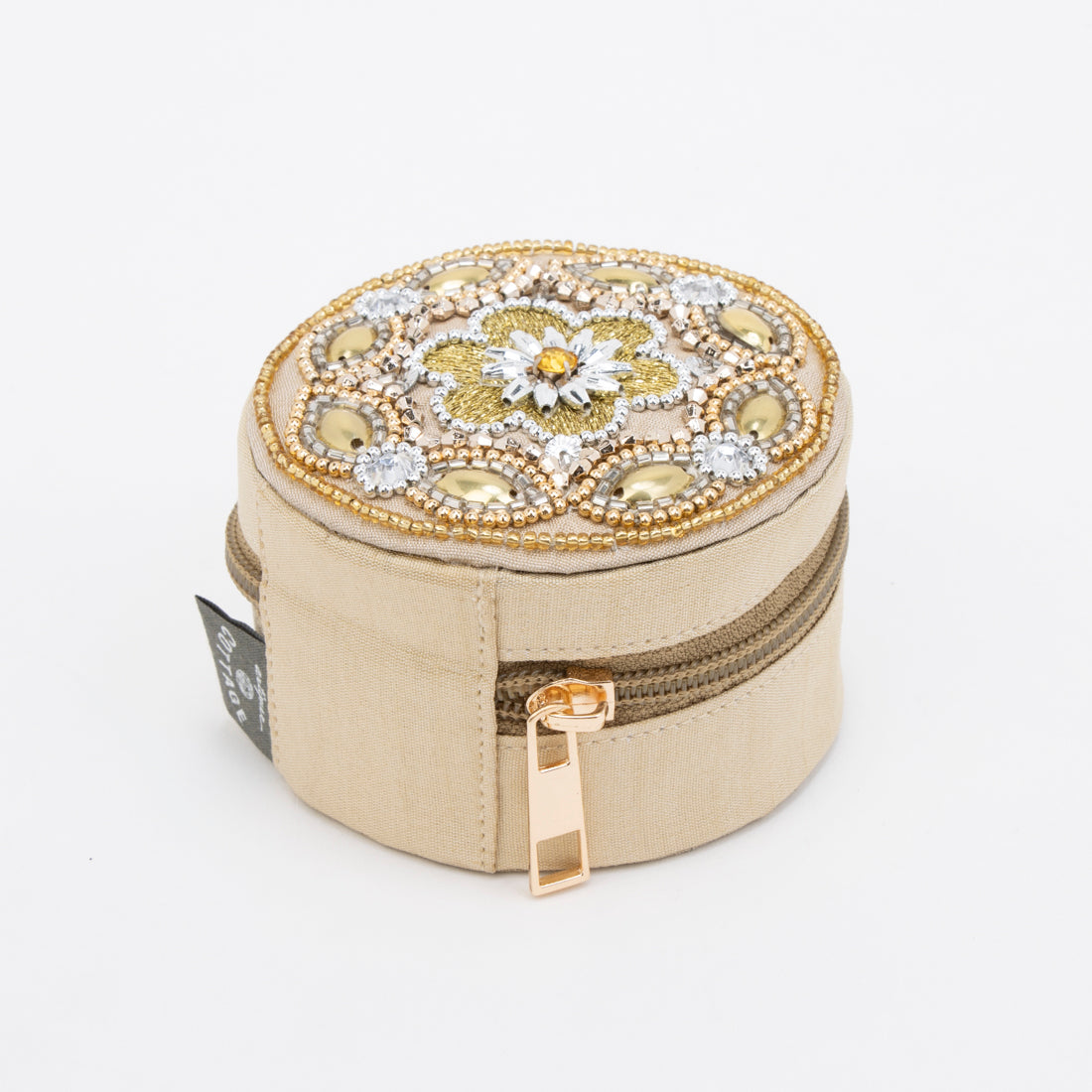 カンカン KANKAN ビーズ刺繍ラウンドケース (ベージュ) ベージュ