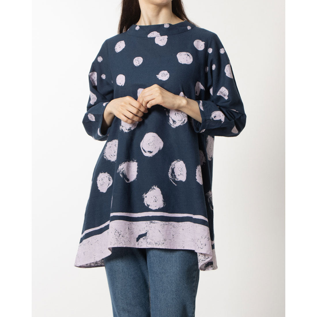 カンカン KANKAN 雨降りドットプリントチュニック