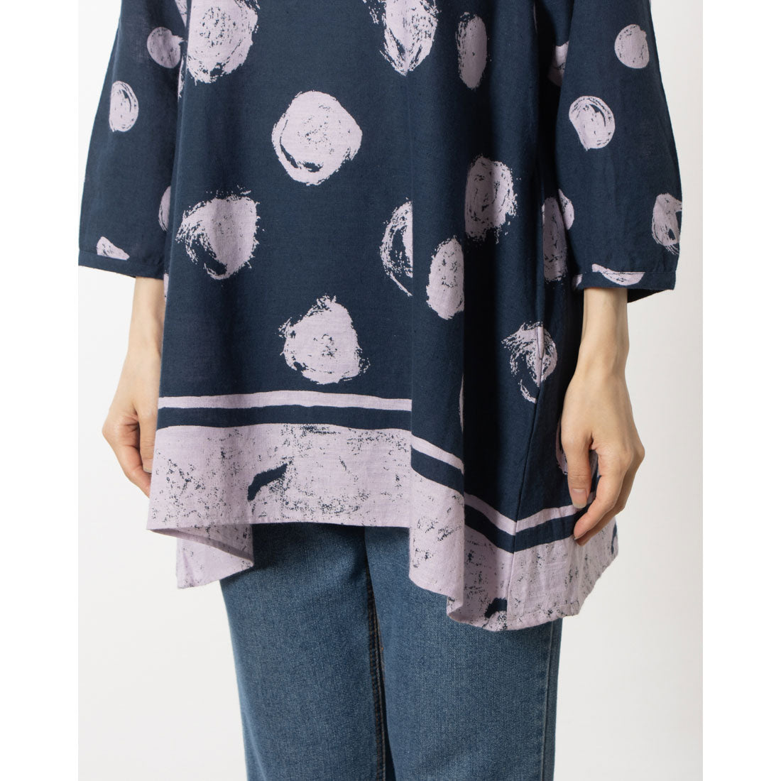 カンカン KANKAN 雨降りドットプリントチュニック